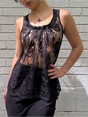 Authentic Y2K Express Whimsigoth Lace Tank
